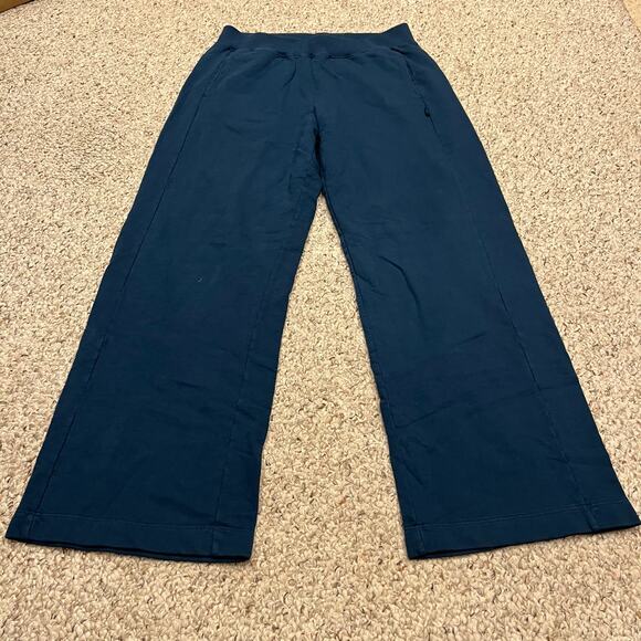 American Giant Women's Luxe Sweatpants Sz L Wide Leg Blue Casual Gym Lounge - Picture 1 of 5